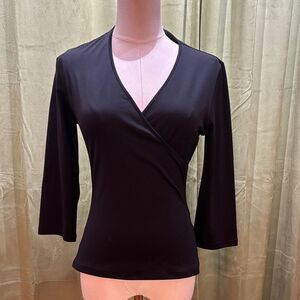 Anne Fontaine Black V-Neck long sleeve top, S